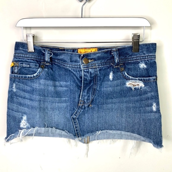Hollister Distressed Micro Mini Jean Skirt Y2K - Picture 1 of 11